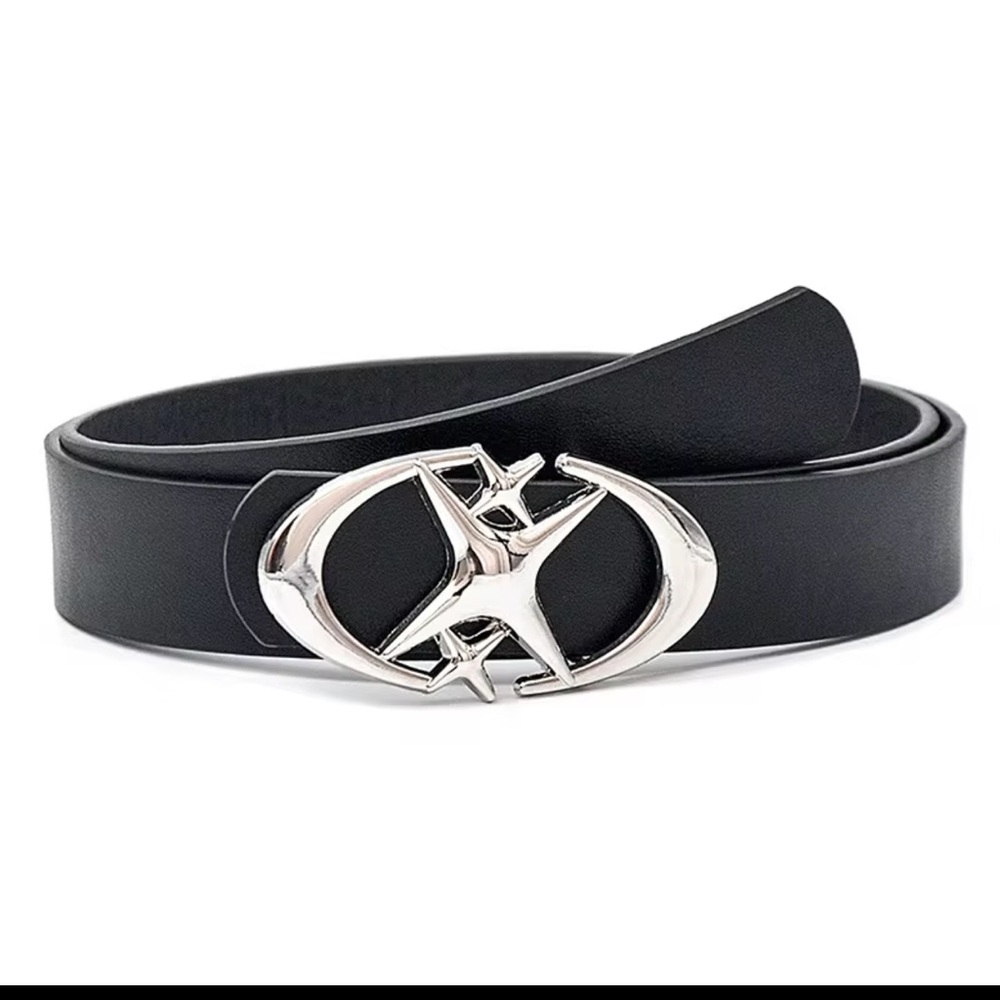 Elegant Black Belt with Silver Buckle